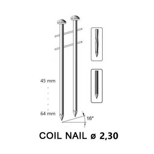 Coil nail 2,30 x 50 mm, ring SS